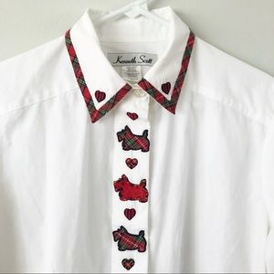 Vintage Kenneth Scott Tartan Scottish Terrier Button Down Shirt